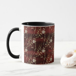 Elégante Marsala bordeaux florale Mug noir