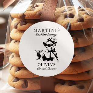 Elegante Martinis & Matrimony Brautparty-Geschenkt Runder Aufkleber