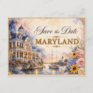 Elegante Maryland Save-the-Date-Hochzeits-Einladun Postkarte