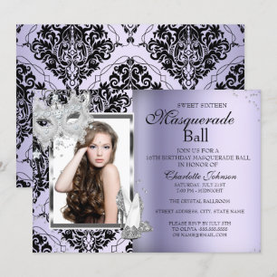 Elegante Maske Heels Masquerade Sweet 16 Lavendel  Einladung