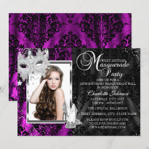 Elegante Maske Heels Rosa Masquerade Foto Sweet16 Einladung