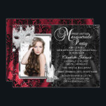 Elegante Maske & Heelse Rote Masquerade Sweet 16 Einladung<br><div class="desc">Silber,  Schwarz & Rot Masquerade 16 . Geburtstag einladen. Bitte beachten Sie alle flachen Bilder! Sie haben KEINE echten Perlen oder Juwelen!!</div>