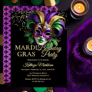 Elegante Maskenball-Maske Mardi Gras Geburtstagsfe Folieneinladung