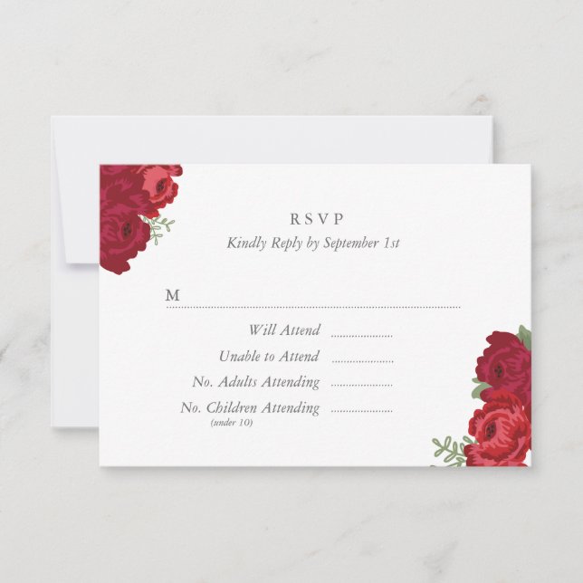 Elégante Mason Jar RSVP Card - Rouge (Devant)