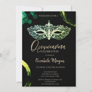 Elegante Masque, Chic Masquerade Quinceañera Einladung