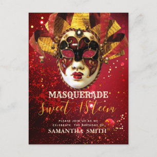 Elegante Masquerade Einladung Postkarte
