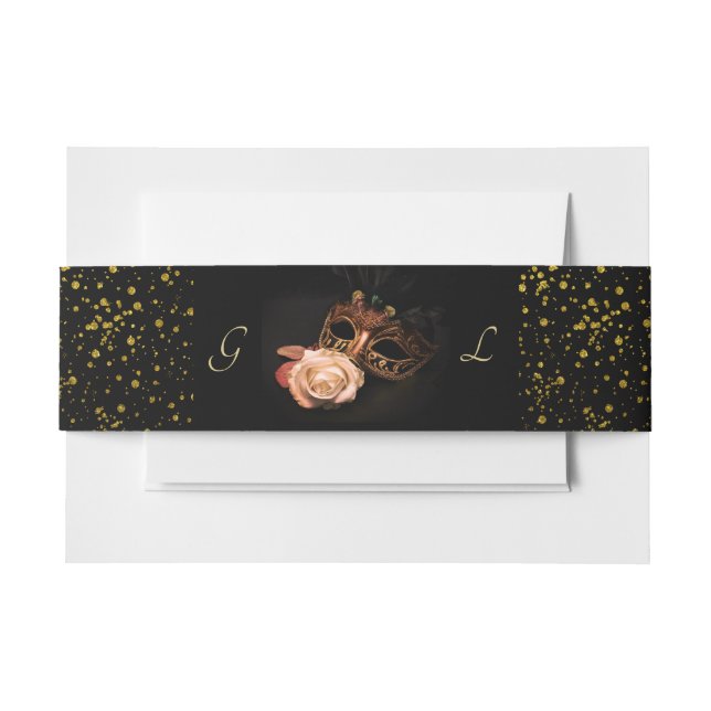 Elegante Masquerade mit weißer Rose Einladungsbanderole (Vorderseite Beispiel)