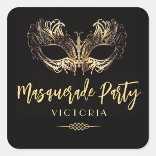 Elegante Masquerade Party Gold Black Sticker