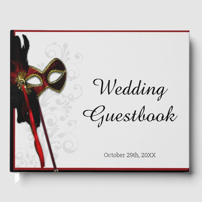 Elegante Masquerade Wedding Gästebuch (Vorderseite)