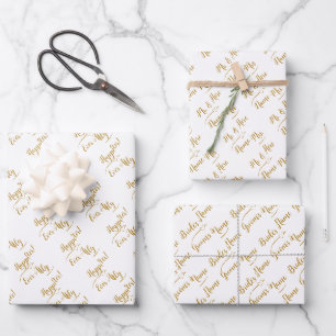 Elegante, maßgeschneiderte Hochzeitbride Groom Gol Geschenkpapier Set