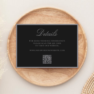 Elegante matte schwarze QR-Code-Details Hochzeit Begleitkarte