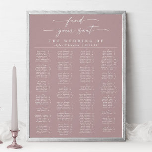 Elegante Mauve Alphabetische Hochzeitssattelkarte Poster