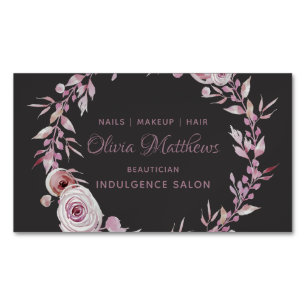 Elegante Mauve Blumengestelle Feminine Magnetische Visitenkarte