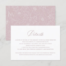 Elegante Mauve Blush Script-Hochzeitdetails einfüg Einladung