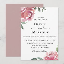 Elegante Mauve Botanical Wedding Einladung