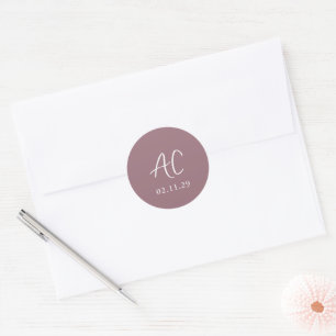 Elegante Mauve Hochzeit Runder Aufkleber