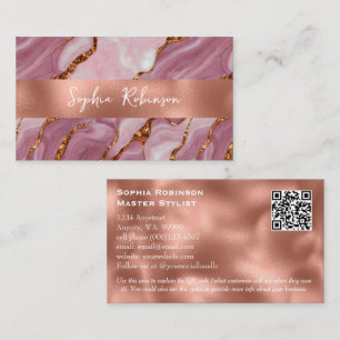 Elegante Mauve Marmor und Imitate Copper Business  Rabattkarte