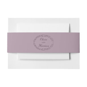 Elegante Mauve-Pflaume-Hochzeits-Bauchschnur Einladungsbanderole