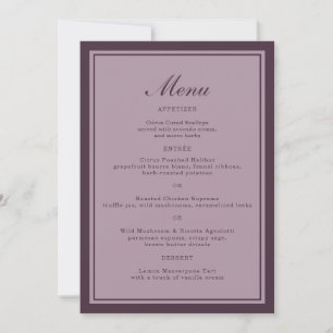 Elegante Mauve-Pflaume-Hochzeits-Dinner-Menükarte Einladung