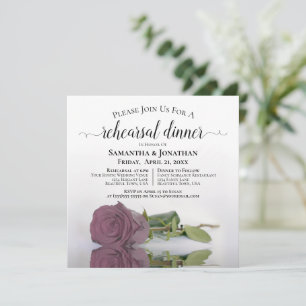 Elegante Mauve Pink Rose Hochzeit Probe & Abendess Einladung