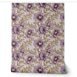 Elegante Mauve und goldene Blume blühen Tapete