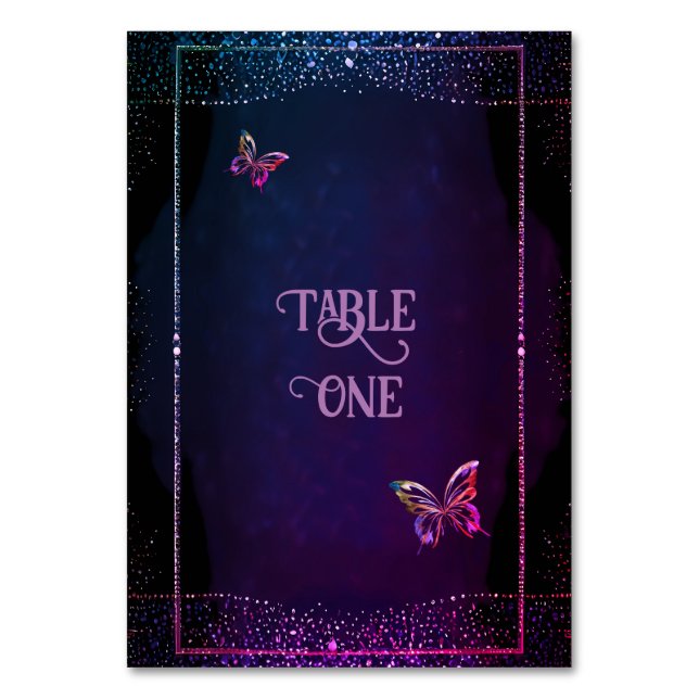 Elegante Mauve- und Goldhochzeit Tischnummer (Rückseite)