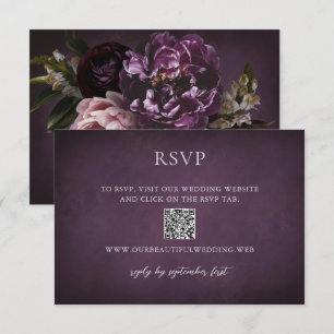 Elegante maximalistische lila Blumen-Hochzeit mit  RSVP Karte