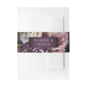 Elegante maximalistische lila Blumenhochzeit Einladungsbanderole