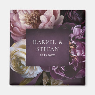 Elegante maximalistische lila Blumenhochzeit Magnet