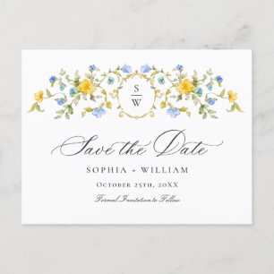 Elegante Meadow-Wildblumen beim Hochzeitsdatum spe Postkarte