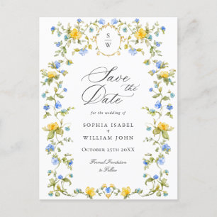 Elegante Meadow-Wildblumen beim Hochzeitsdatum spe Postkarte