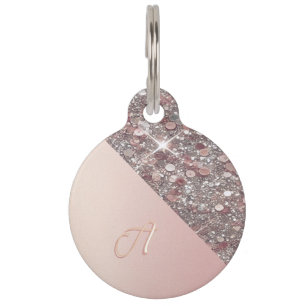 Élégante Médaille Ronde Monogramme en Or Rose pour