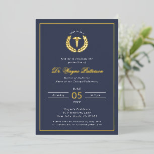 Elegante Medical School Graduation Party Folieneinladung