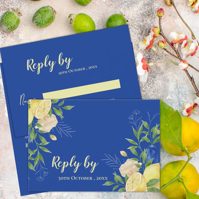 Elegante, mediterran Inspiriert Hochzeitskarten RSVP Karte (Elegant Mediterranean-Inspired Wedding RSVP Cards)