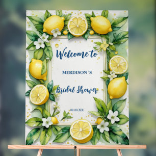 Elegante mediterrane Zitronen-Blumen-Brautparty   Acrylschild