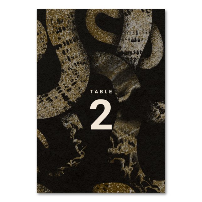 Elegante Medusa Snakes Luxury Art Wedding Tischnummer (Vorderseite)