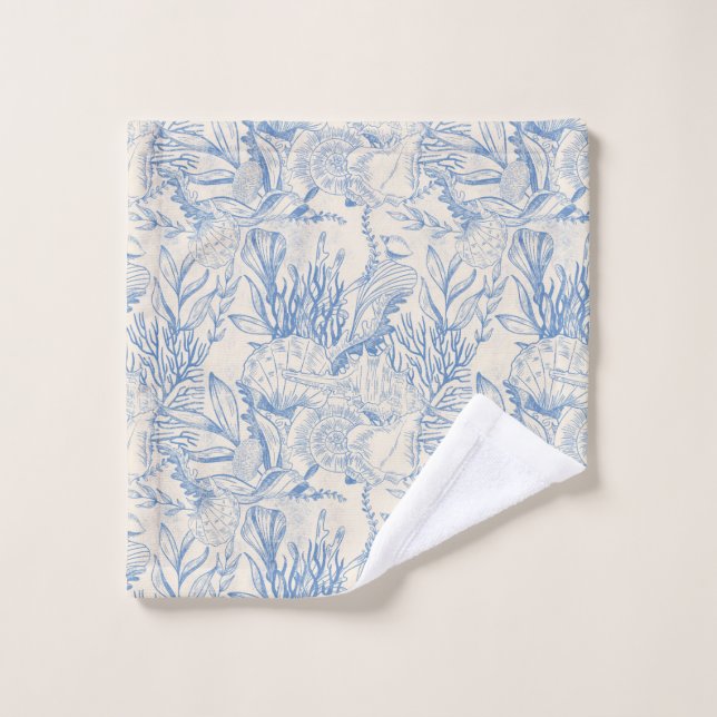 Elegante, meeresgrüne Leinwand Badhandtuch Set (Waschlappen)