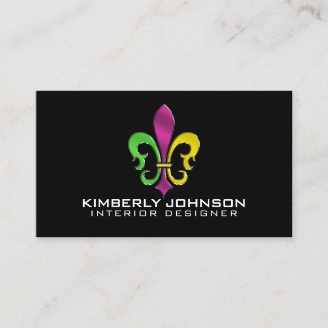 Elegante Mehl De Lis Design Business Card Visitenkarte (Vorderseite)