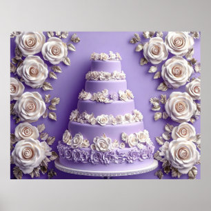 Elegante mehrstöckige Hochzeitstorte Poster