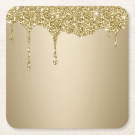 Elegante Melting Gold Glittery Glam Rechteckiger Pappuntersetzer