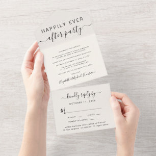 Elegante Menüauswahl Hochzeitsempfang All In One Einladung