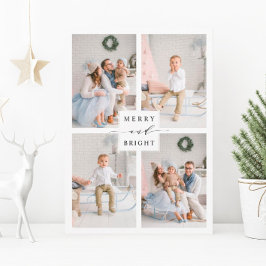 Elegante Merry & Bright 4 Foto Ferienkarte Feiertagskarte