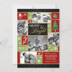 Elegante Merry & Bright Holiday Foto Cards Feiertagskarte