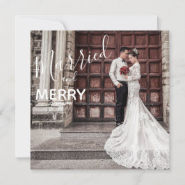 Elegante Merry und Verheiratet Elegantes Foto Hoch Dankeskarte