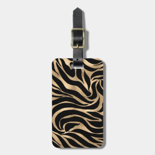 Elegante Metallic Gold Zebra Black Animal Print Gepäckanhänger
