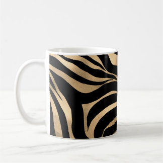 Elegante Metallic Gold Zebra Black Animal Print Kaffeetasse