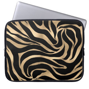 Elegante Metallic Gold Zebra Black Animal Print Laptopschutzhülle
