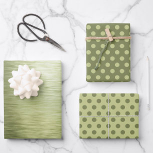 Elegante metallisch grüne Folie Punkte Weihnachten Geschenkpapier Set
