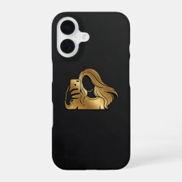 Elegante metallische Gold-Silhouette Selfie Mädche iPhone 16 Hülle