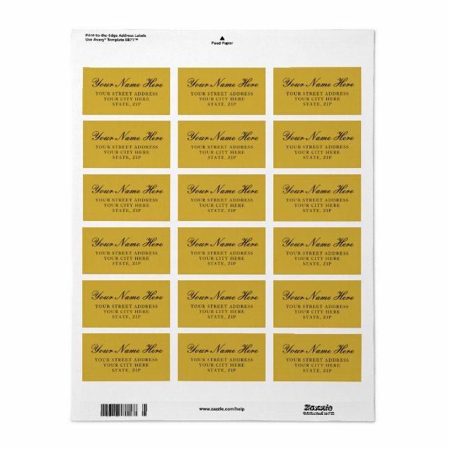 Elegante metallische goldene Rücksendeetiketten Adressaufkleber (Vorne)